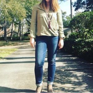 Anthropologie Holding Horses Green Top